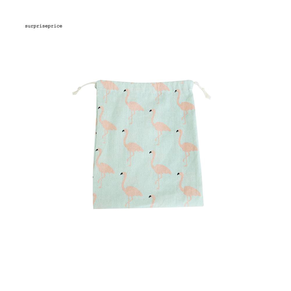 Túi dây rút cotton lanh in họa tiết dễ thương