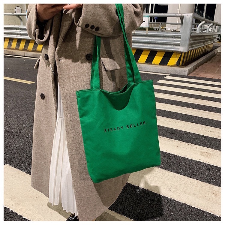 Túi tote vải canvas giá rẻ đeo chéo đi học có khóa kéo phong cách