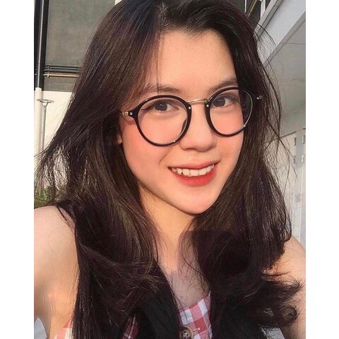 Gọng kính cận thời trang nam nữ, mắt kính tròn chất liệu nhựa kết hợp kim loại, kính đẹp phong cách Hàn Quốc