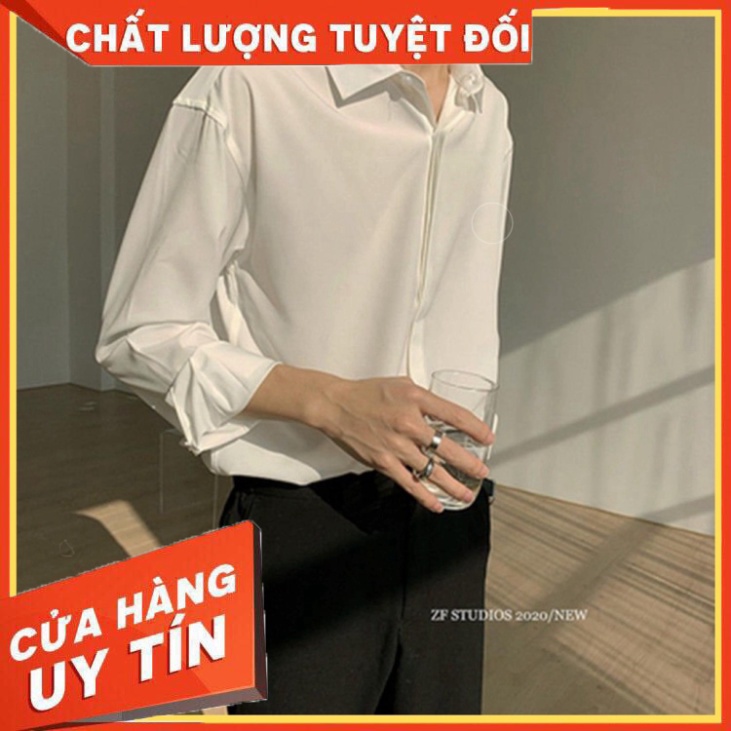 Áo sơ mi Nam CALAA FASHION vải lụa dài tay form rộng unisex phong cách Hàn Quốc AS03 - Hàng nhập khẩu