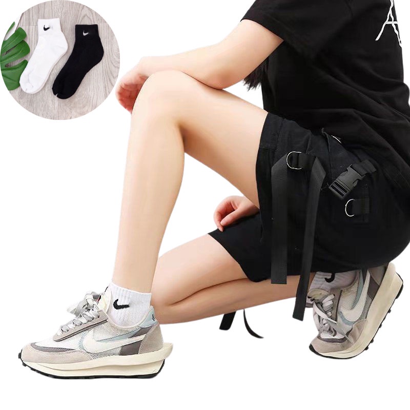 Tất Vớ Ni.ke Trắng Đen Thể Thao Cổ Ngắn, Cổ Trung, Cổ Cao Nam Nữ Vải Dệt Kim Cao Cấp