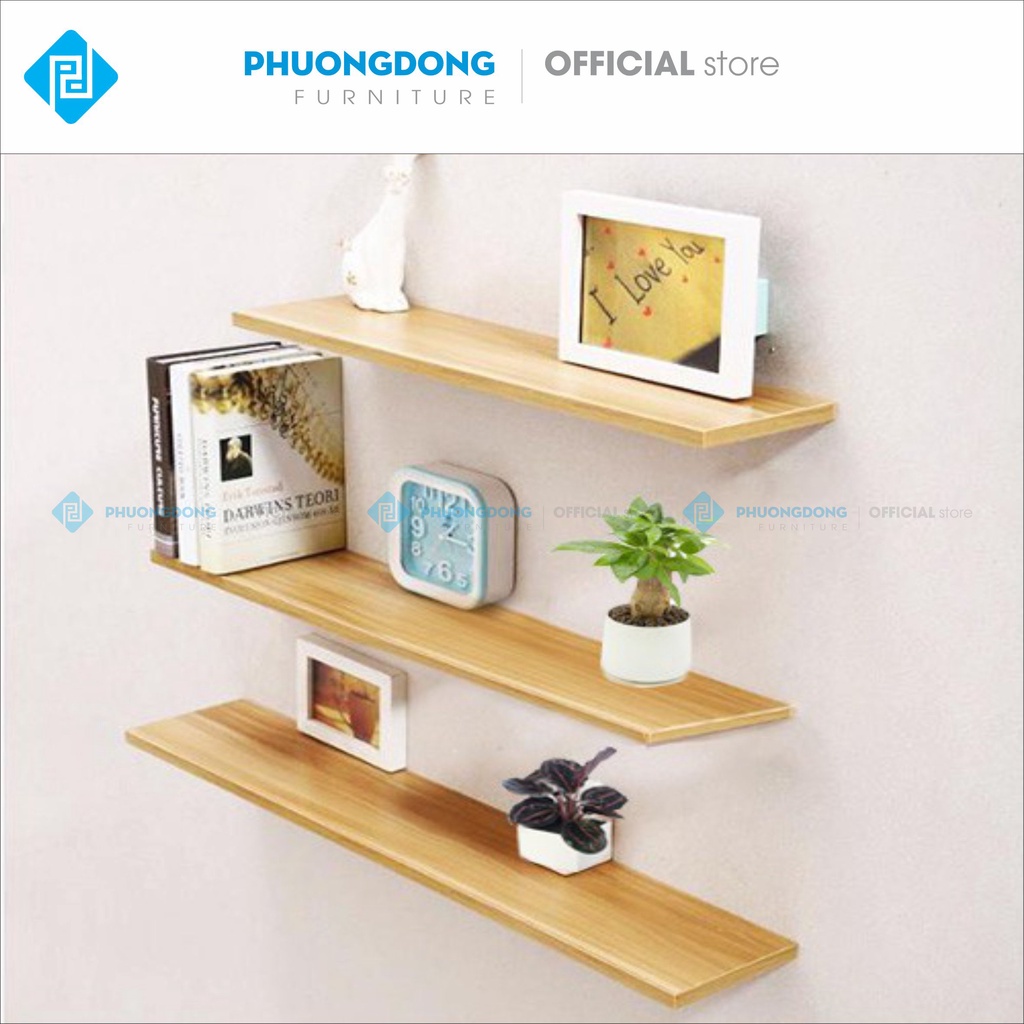 KỆ GỖ TREO TƯỜNG ( COMBO 3 thanh ngang 50 X 13 CM )