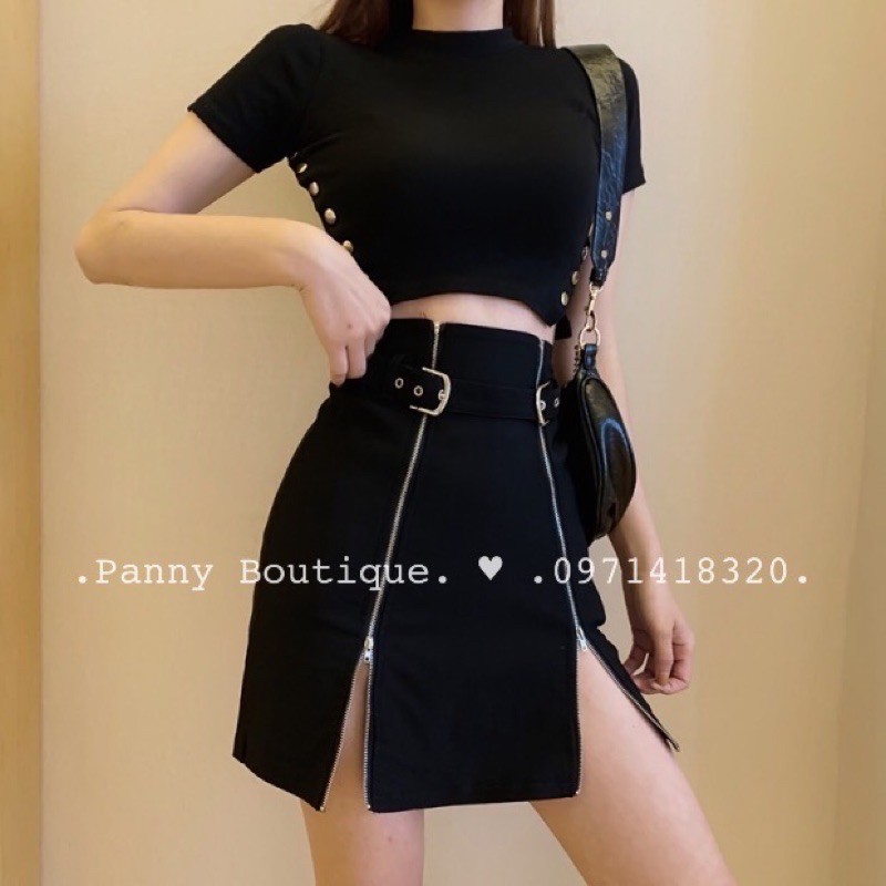 Chân đầm kéo khoá khuy cài cá tính, style ulzzang Hàn Quốc 🌻 Panny Boutique 🌻