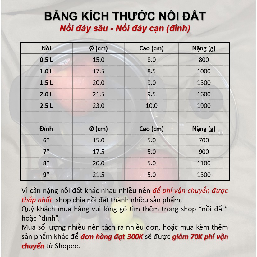 Nồi nấu mì cay đỉnh 8&quot; chất đất nung cao cấp tráng men chống dính dày dặn, bền bỉ chịu nhiệt đến 400 độ cao tiện dụng