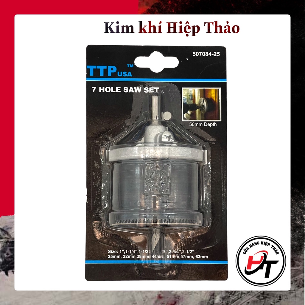 Bộ mũi khoét gỗ lỗ tròn khoan khoét thạch cao nhựa TTP 7 cỡ BMKG-TTP