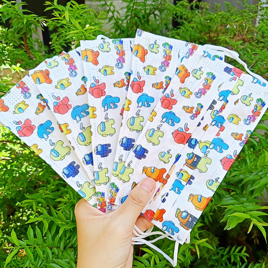 Set 10 cái khẩu trang giấy 3 lớp (người lớn) Among Us
