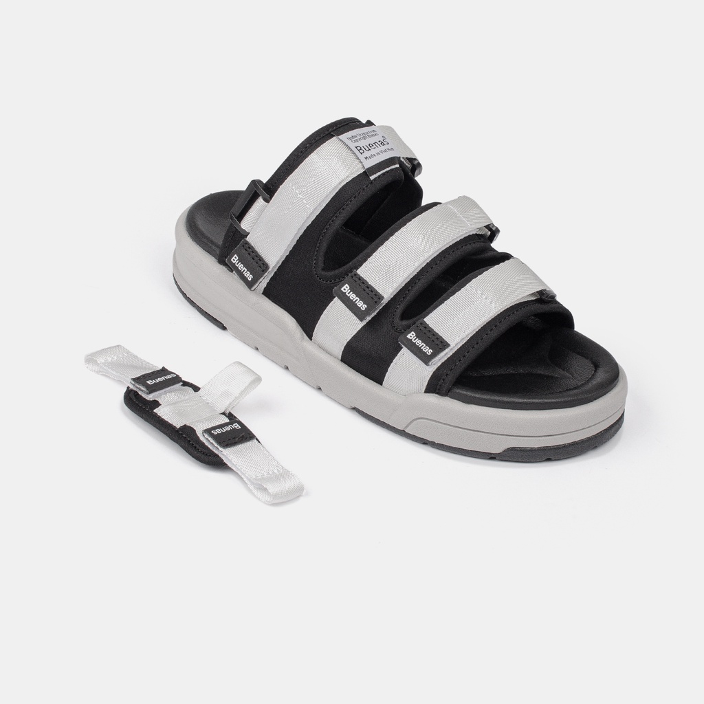 Giày sandal dép nữ nam unisex Buenas SD-6879 quai ngang - xăng đan học sinh đế cao 3 phân chính hãng