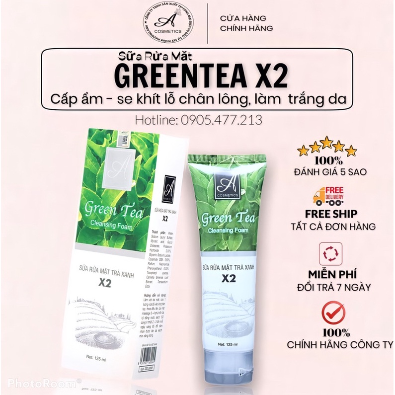 Sửa Rửa Mặt Green Tea X2