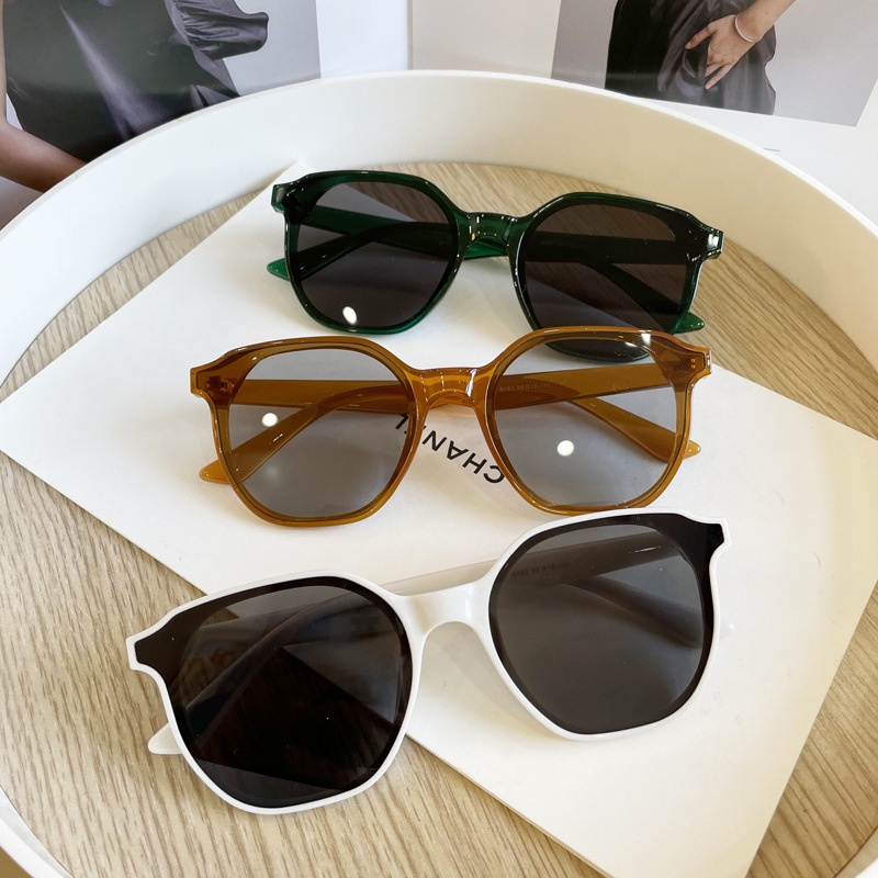 Kính Mát Chống Tia UV Màu Vàng Trong Suốt Phong Cách Retro Thời Trang Cho Nữ
