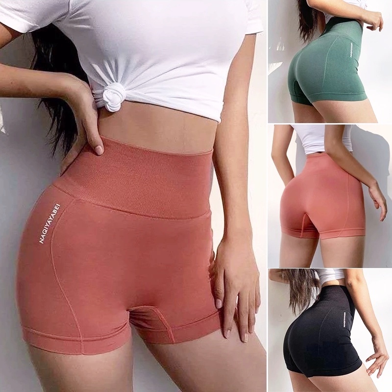 Quần Short Thể Thao Vải Cotton Mềm Mại Lưng Cao Co Giãn Thoáng Khí Dành Cho Nữ