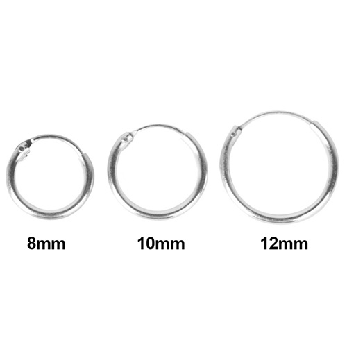 Khuyên vòng trang sức mạ bạc mạ bạc đa dạng kích cỡ 8/10/12mm