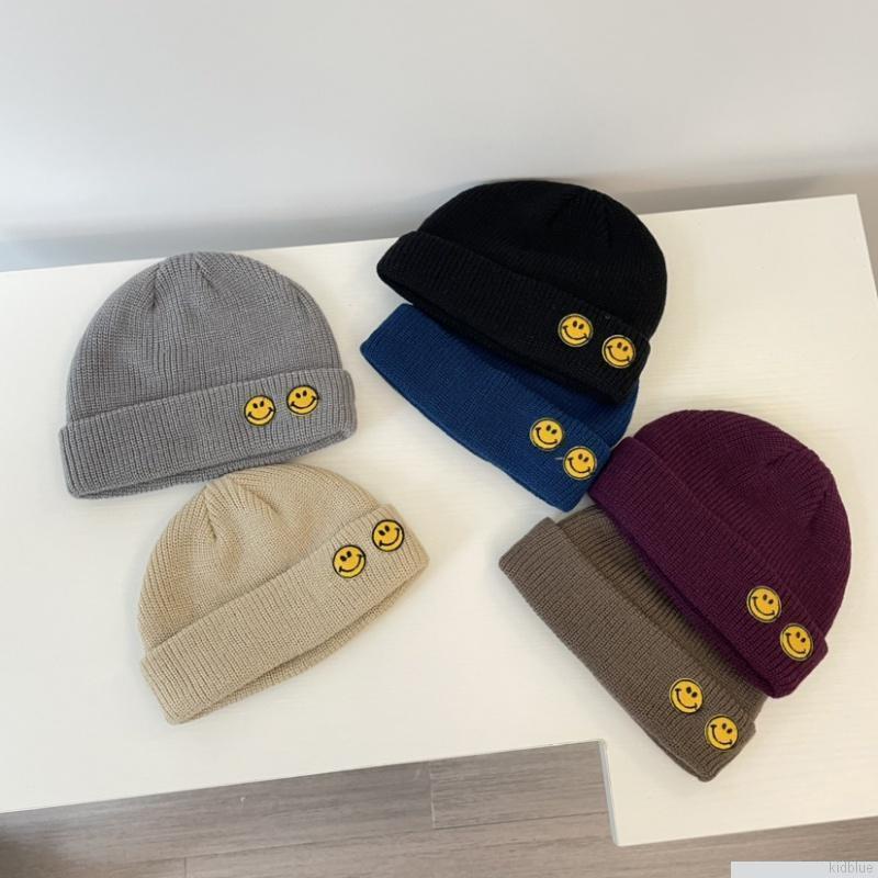 Mũ beanie dệt kim co giãn giữ ấm thời trang thu đông dành cho trẻ em