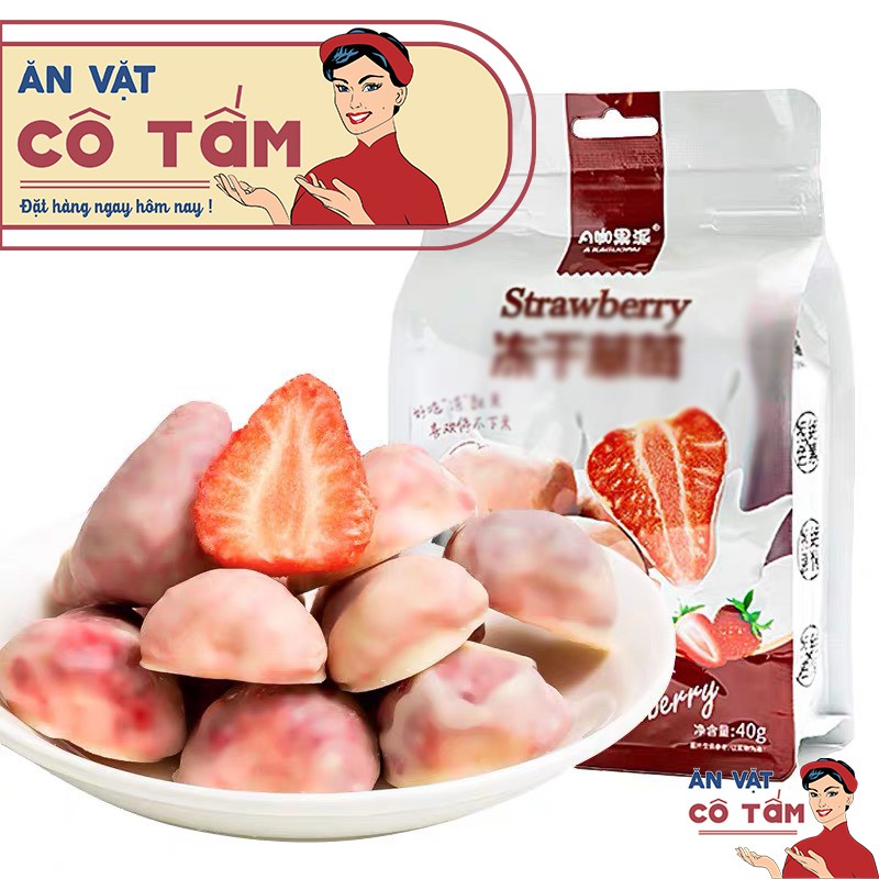 DÂU TÂY SẤY DẺO BỌC SỮA CHUA MỀM NGON DINH DƯỠNG NGON MIỆNG ĐỒ ĂN VẶT HÀNG NỘI ĐỊA CHẤT LƯỢNG CAO