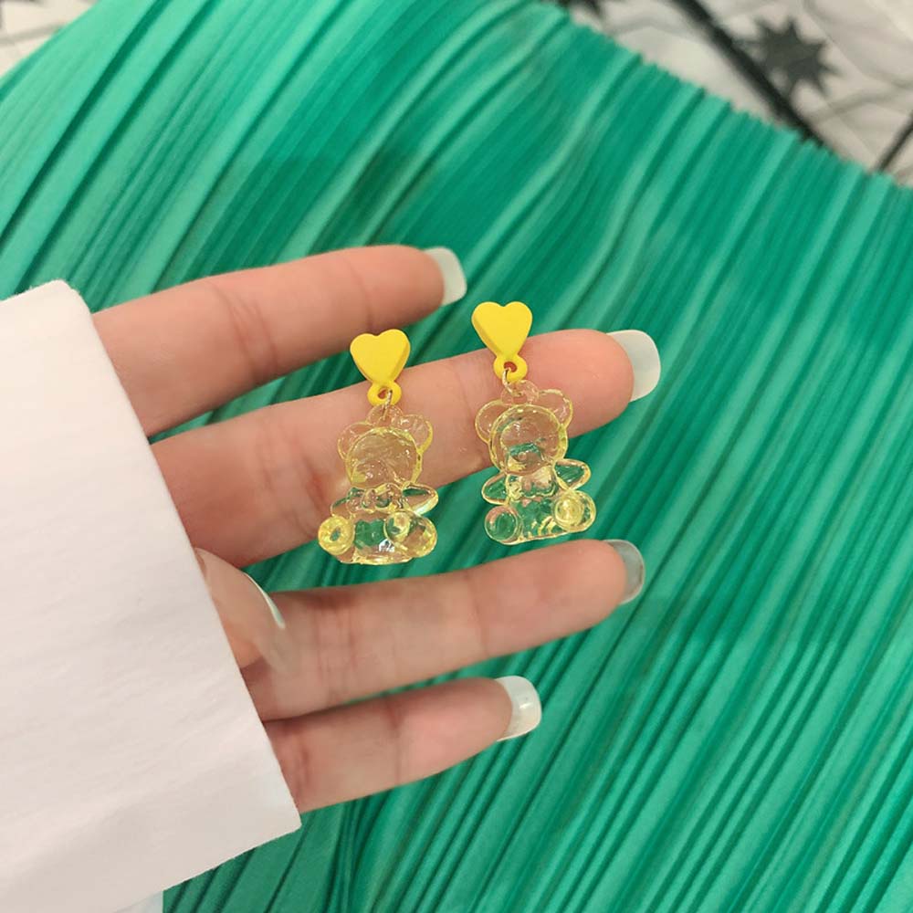 Khuyên Tai Nhựa Resin Acrylic Hình Gấu Nhiều Màu Sắc Thời Trang Cho Nữ