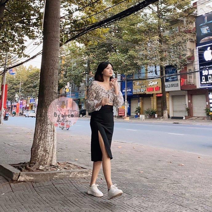 [Ảnh thật] Chân váy đen midi xẻ đùi cá tính ulzzang | BigBuy360 - bigbuy360.vn