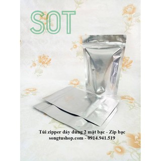 1kg Túi zipper đáy đứng 2 mặt bạc