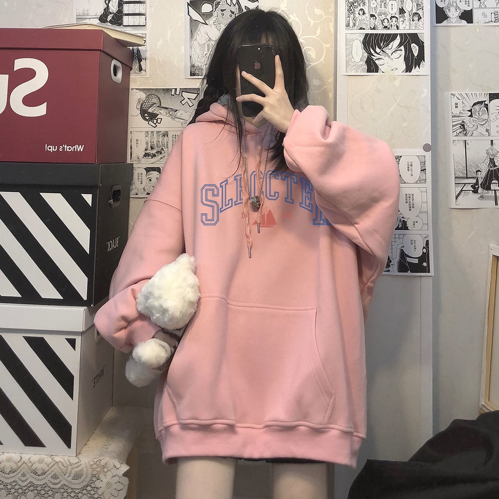 Áo hoodie dáng rộng quá cỡ phong cách Hàn Quốc cá tính thời trang