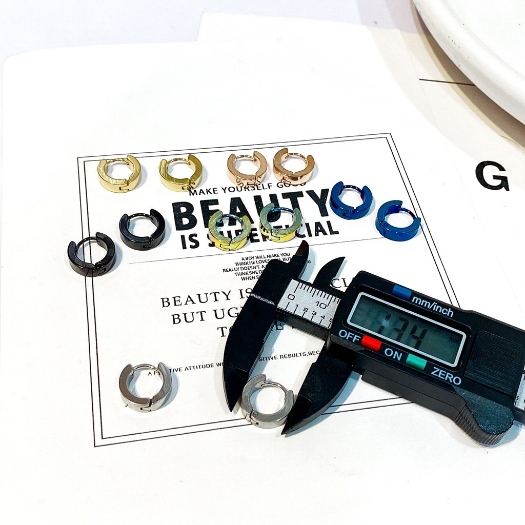 Bông Tai Khoen Tròn Bằng Thép Titan Không Gây Dị Ứng Phong Cách Hàn Quốc