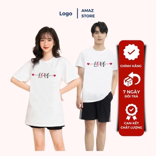 áo thun đôi nam nữ form rộng , áo cặp cotton nam nữ hottrend tim