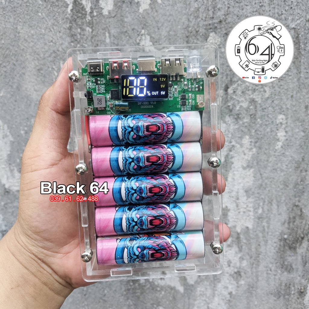 Sạc dự phòng 25.900mah mica trong suốt, pin 18650