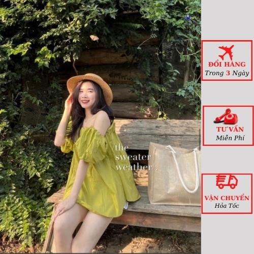 Áo trễ vai nữ babydoll tay bồng tiểu thư bánh bèo ulzzang Hàn Quốc