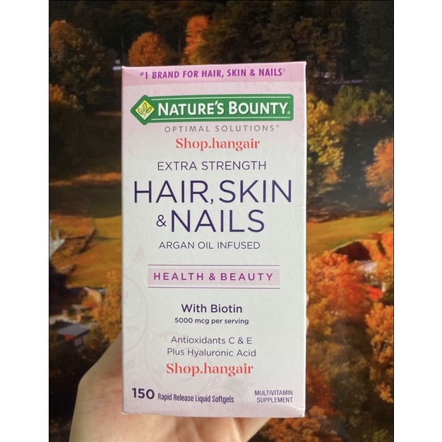 Viên uống giảm rụng tóc Nature’s Bounty 150v giúp da mịn màng, mọc tóc bóng khoẻ, dày dặn