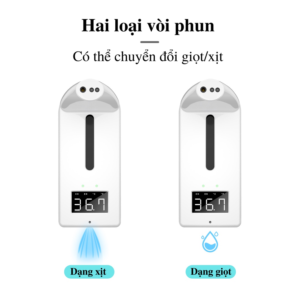 Máy đo thân nhiệt K10 Pro, sát khuẩn khử trùng tự động, có tiếng Việt, bảo hành 12 tháng