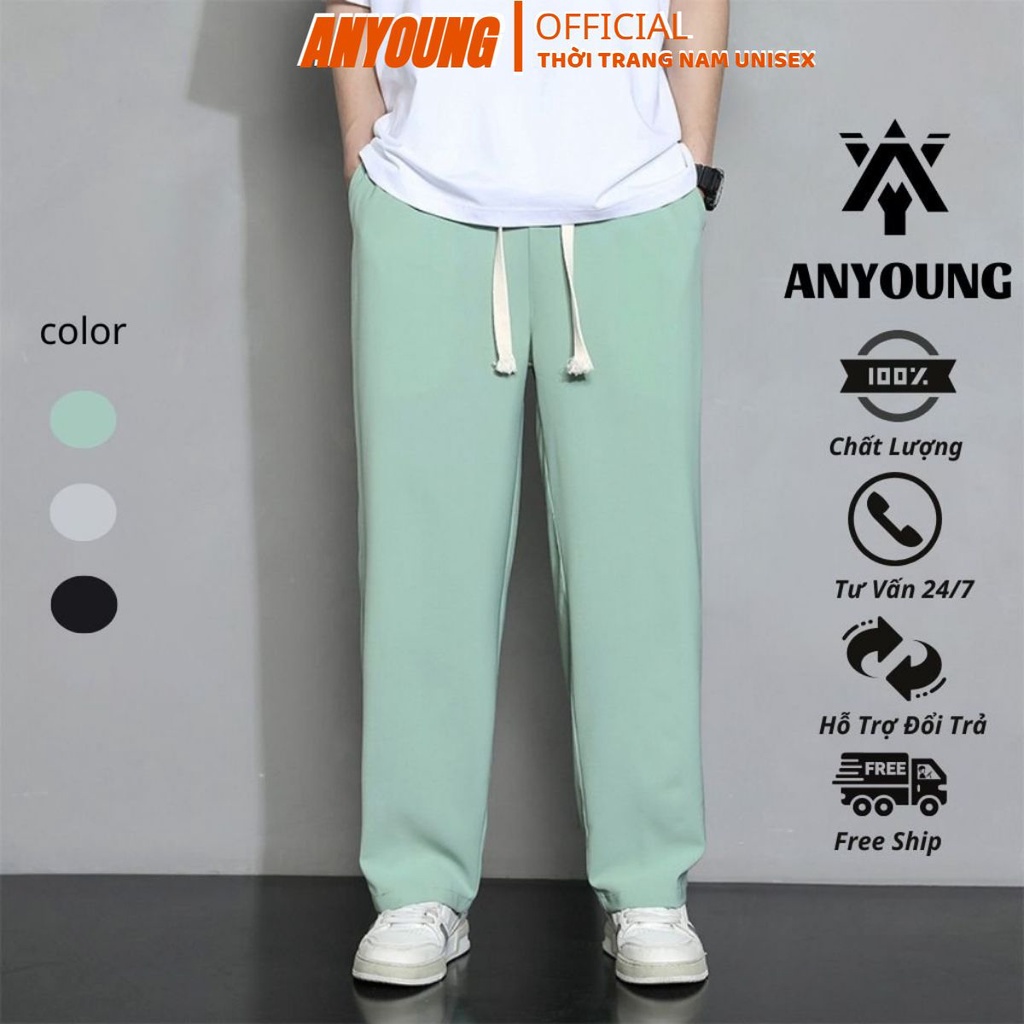 Quần Tây Nam Anyoung Quần Baggy Nam Ống Rộng Cạp Chun Phong Cách Hàn Quốc Không Nhăn Không Bai Xù Hot Trend 2022 Qd29