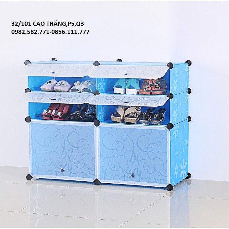 tủ nhựa giày dép lắp ghép 6 ô (2 ô lớn)đa năng tiện dụng dễ lắp ghép+ tặng búa và chốt