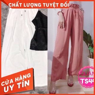 Quần lụa Cullotes dài lưng thun - hình thật shop chụp
