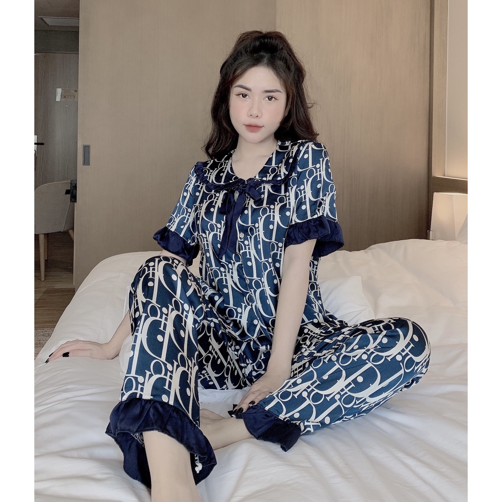 Đồ Bộ Pijama, Bộ đồ Pijama lụa mềm mại, thiết kế áo cộc, quần dài họa tiết trẻ trung, chất liệu mát lịm - 𝑴𝑰𝑵𝑺𝑯𝑶𝑷 | BigBuy360 - bigbuy360.vn