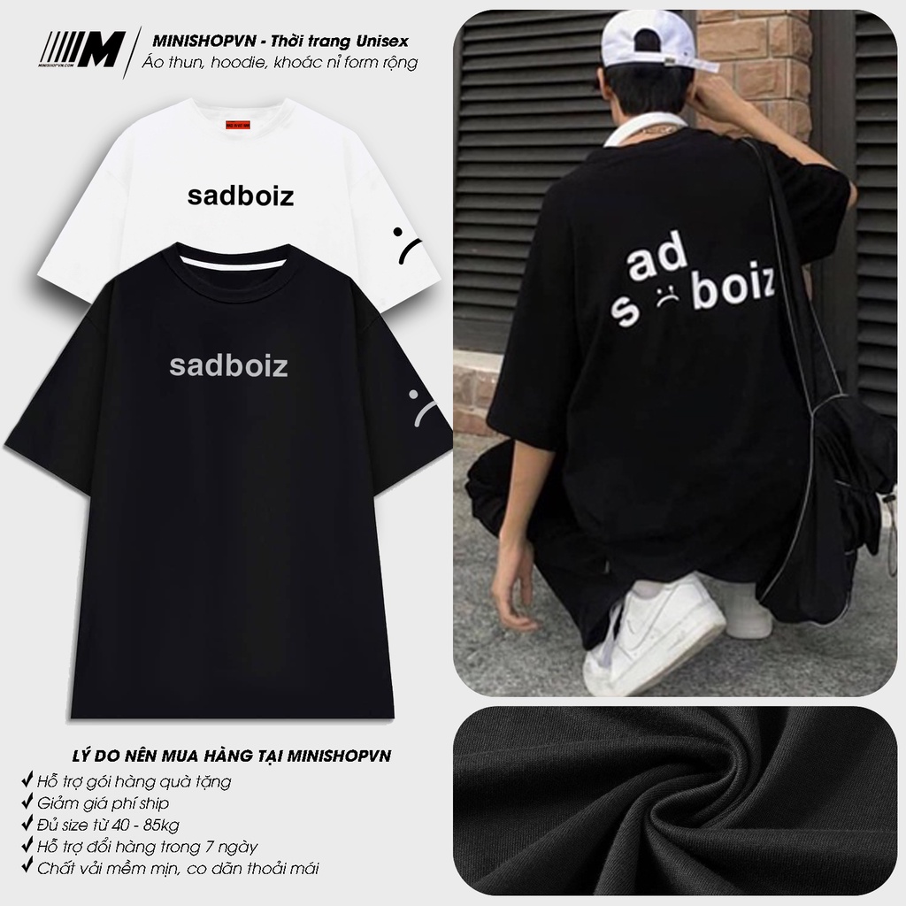 Áo thun nam nữ Sadboiz tay lỡ form rộng chất thun cotton mềm mát