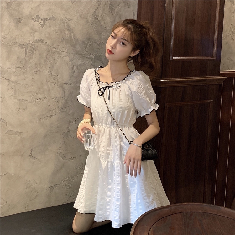 (CÓ FEEDBACK) Váy/Đầm eo cao cổ tròn tay ngắn