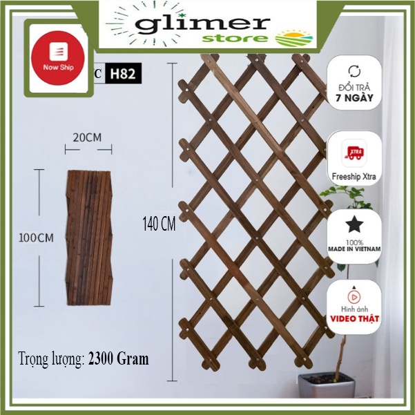 Gỗ gắn tường treo chậu cây,giàn leo hoa ban công, gắn tường- Khung treo co giãn điều chỉnh- Chịu nắng mưa...