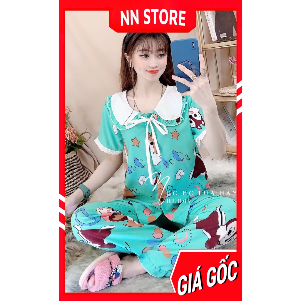Đồ bộ tiểu thư cho nữ mặc nhà chất kate lụa mềm mát in hình hoạt hình dễ thương BLH09 Bộ lụa hàn