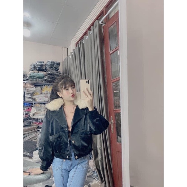 Áo da nhung lót lông