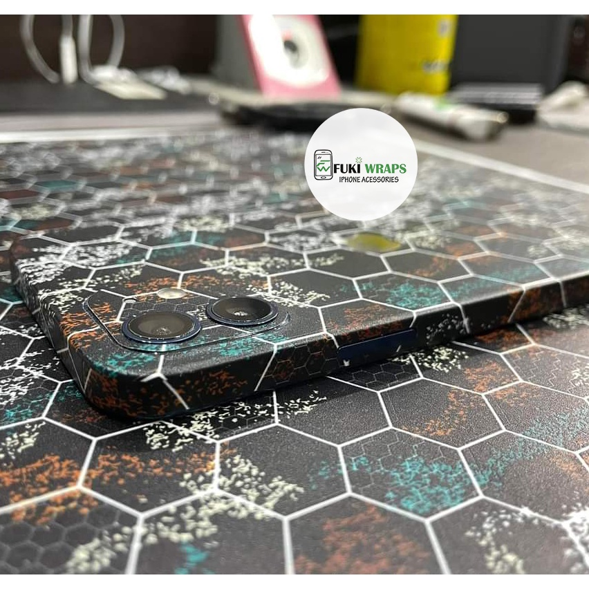 Tấm dán Skin Mặt Sau Hình Lục Giác FULL VIỀN Dành Cho13prm , 12prm , 11prm , x, xs,xsm , ip11 , ip12 , ip13 - FukiShop