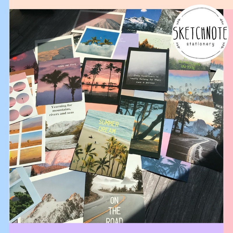 Postcard phong cảnh kèm sticker Set 10 tấm Pc006