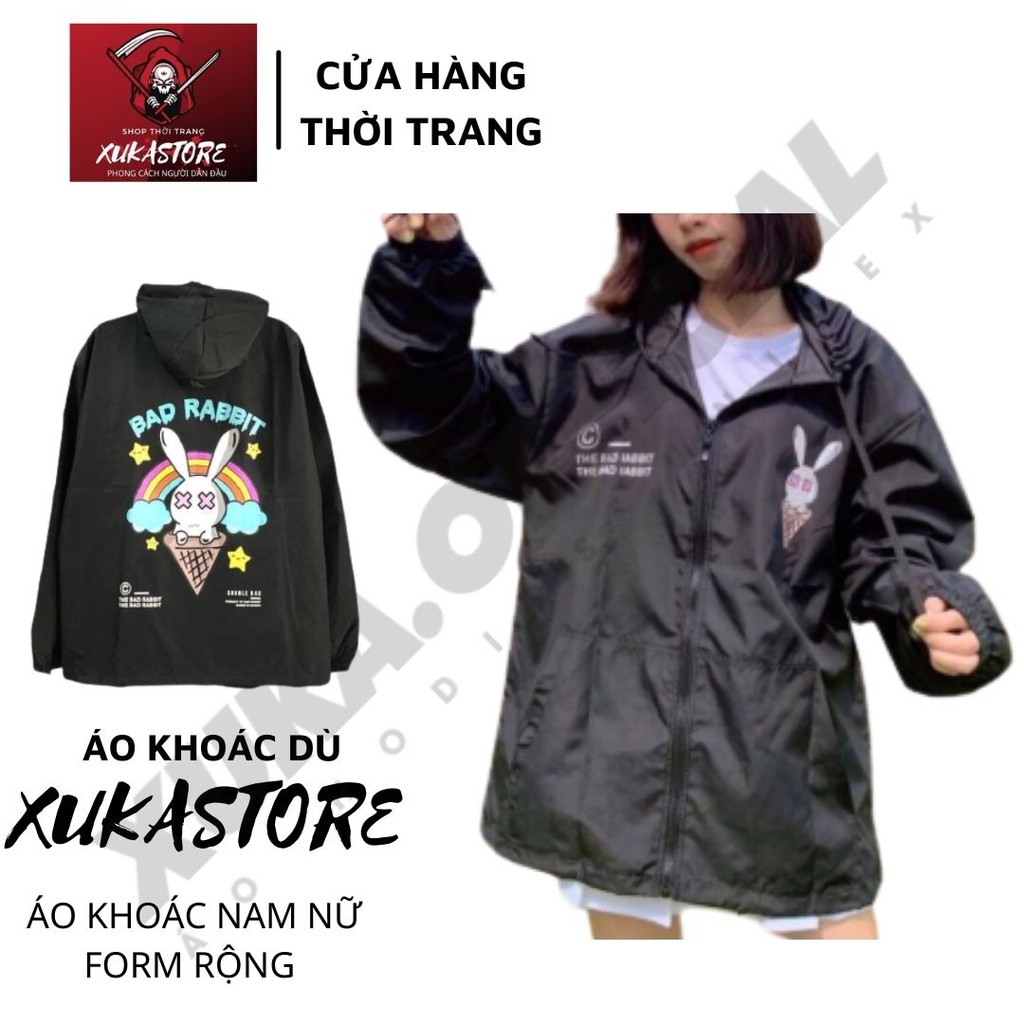 Áo khoác dù nam nữ form rộng XUKA SHOP in hình BAD RABBIT , có 2 màu, form rộng unisex | BigBuy360 - bigbuy360.vn