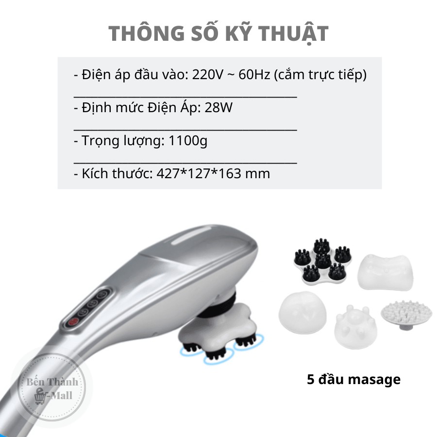 ✈️[Freeship] Máy massage cầm tay YC-701B 5 [5 đầu massage] [Công suất 25W]