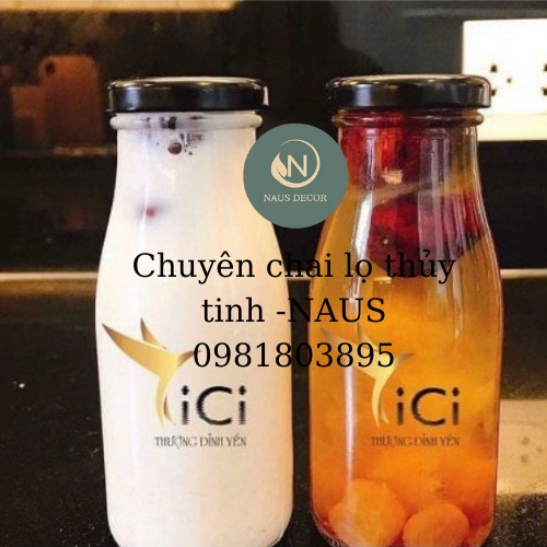 ( Lỗi 1 đổi 1) Combo 10  Chai đựng sữa hạt thủy tinh 330ml -Naus