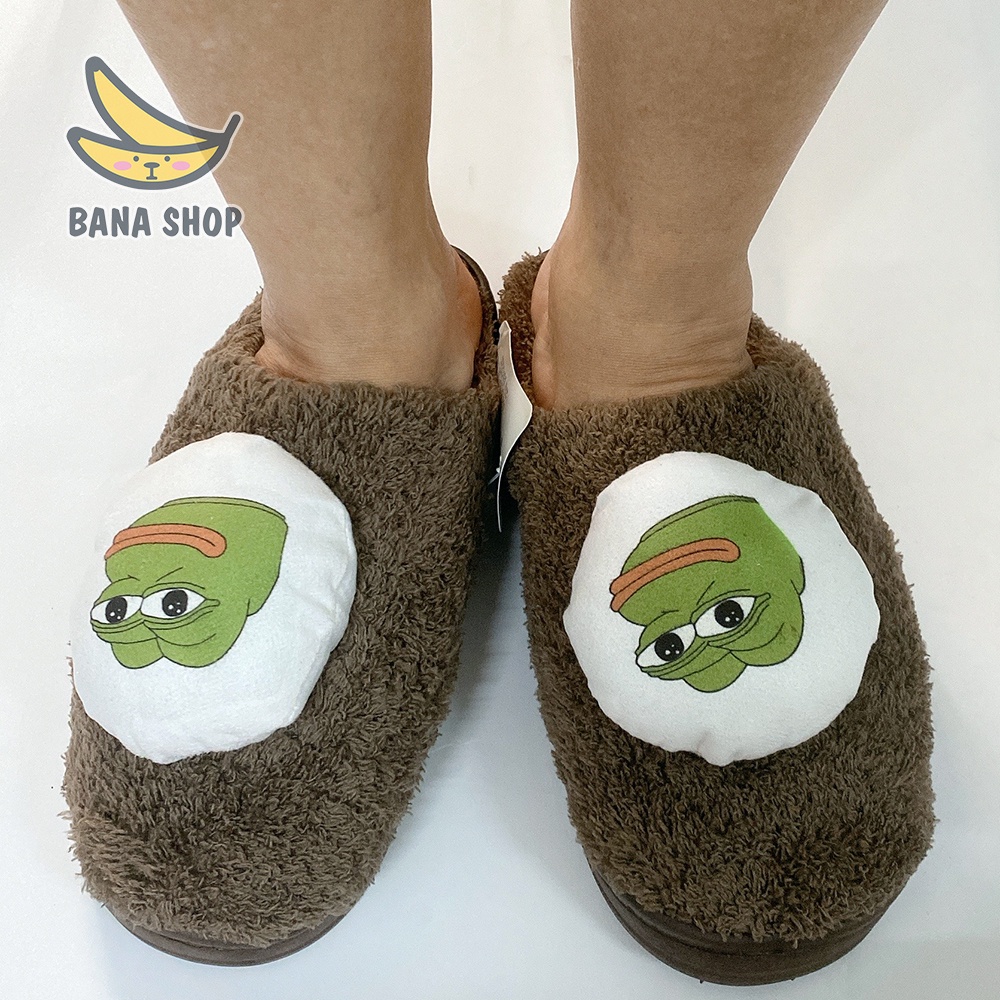 Dép bông lông xù đi trong nhà hình ếch xanh Pepe siêu bựa dành cho vozer