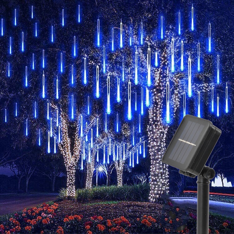 Dây đèn LED 8 ống dài 30/50cm sử dụng năng lượng mặt trời chống thấm nước trang trí sân vườn