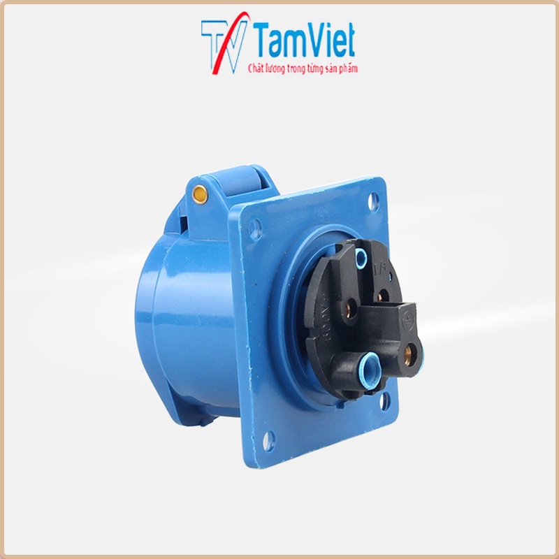 Ổ cắm điện công nghiệp 1 pha, ổ cắm điện gắn âm 16A, 32A 3 chấu 220V