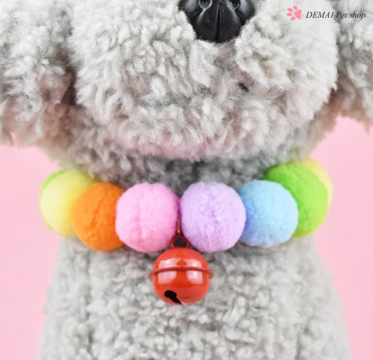 Vòng cổ đính bóng lông xinh xắn dành cho thú cưng