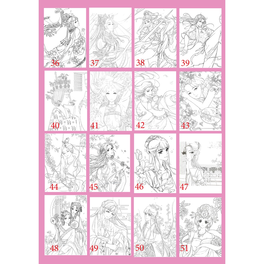 Bộ Tranh Tô Màu Nước Dạ Sáp Chủ đề Manga Manhua khổ a4 - Giấy A4 cao cấp dày và sần phù hợp cho nhiều dòng bút màu