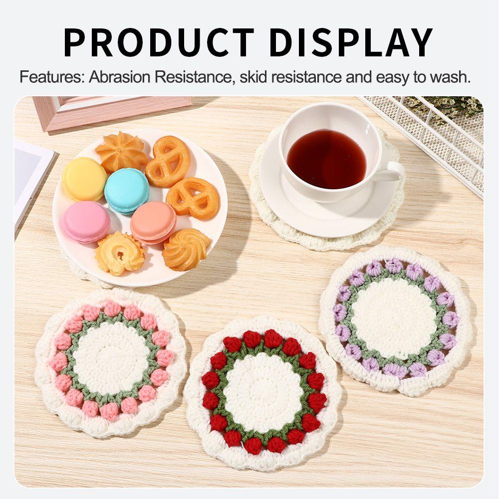 1 Đế Lót Ly Cách Nhiệt Hình Hoa Tulip Handmade Chống Bỏng