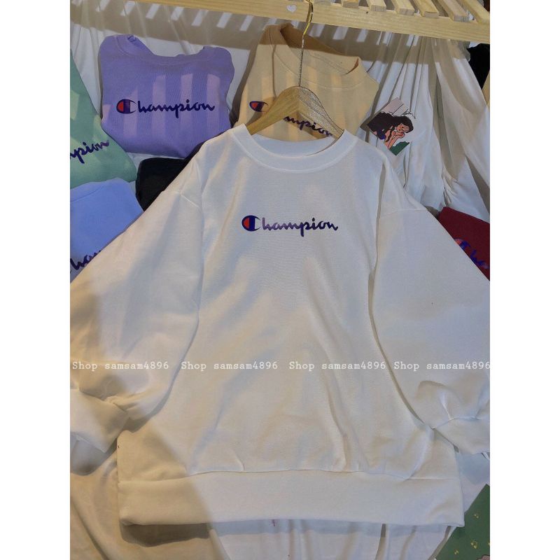Áo Nỉ Thu đông ChamPionSweater cổ tròn dài tay bồng, thun hoodie form rộng UlzzangChất Nỉ Bông Đẹp Không Bai
