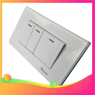 Mặt 1 công tắc đôi-1 công tắc đơn vuông 1 chiều Titan White