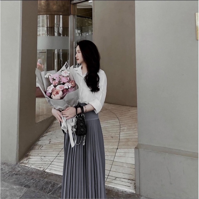 Chân váy dập ly dáng dài